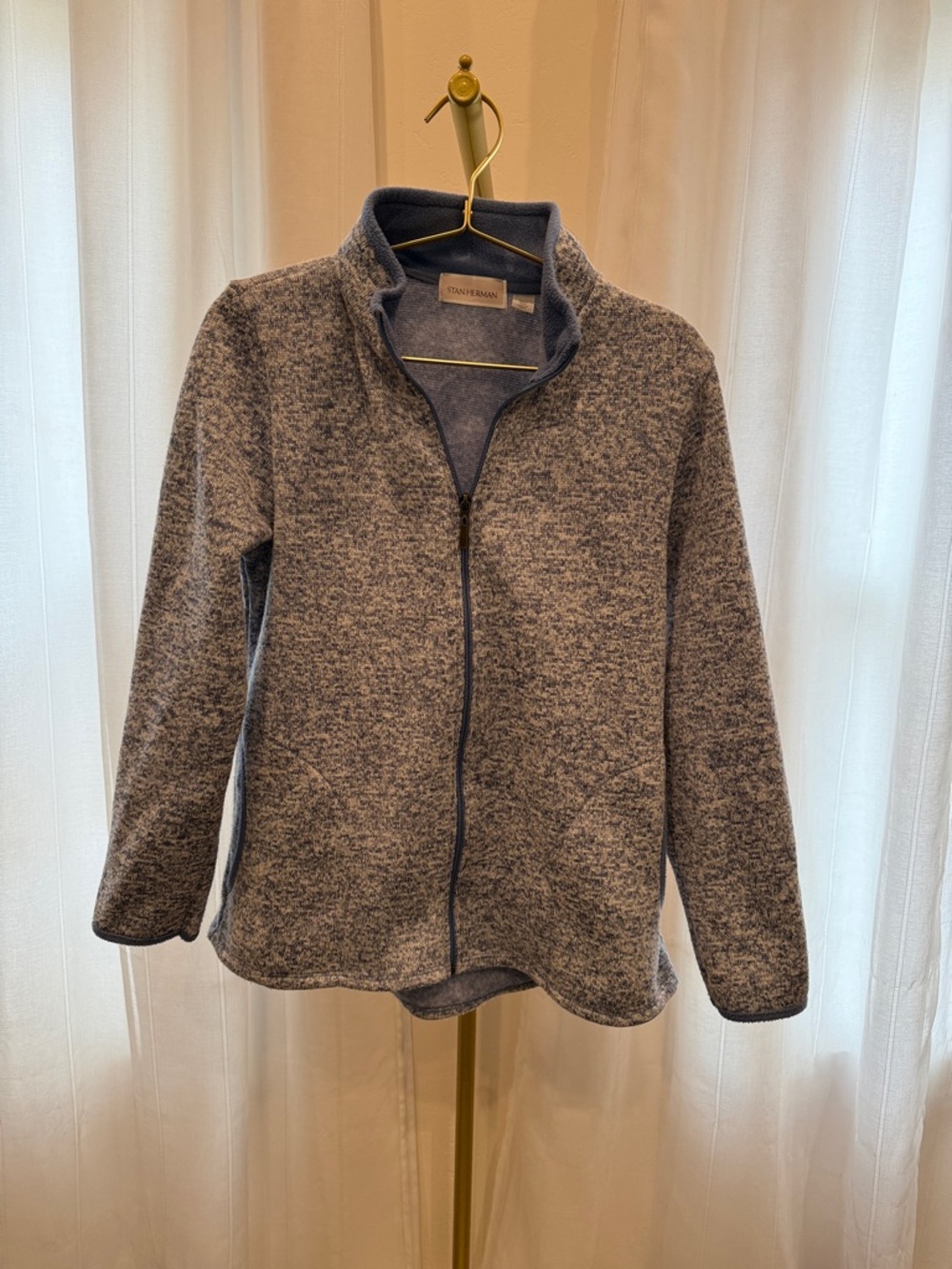 Vineyard Vines Women's Heathered Blue Full-Zip Teddy Jacket